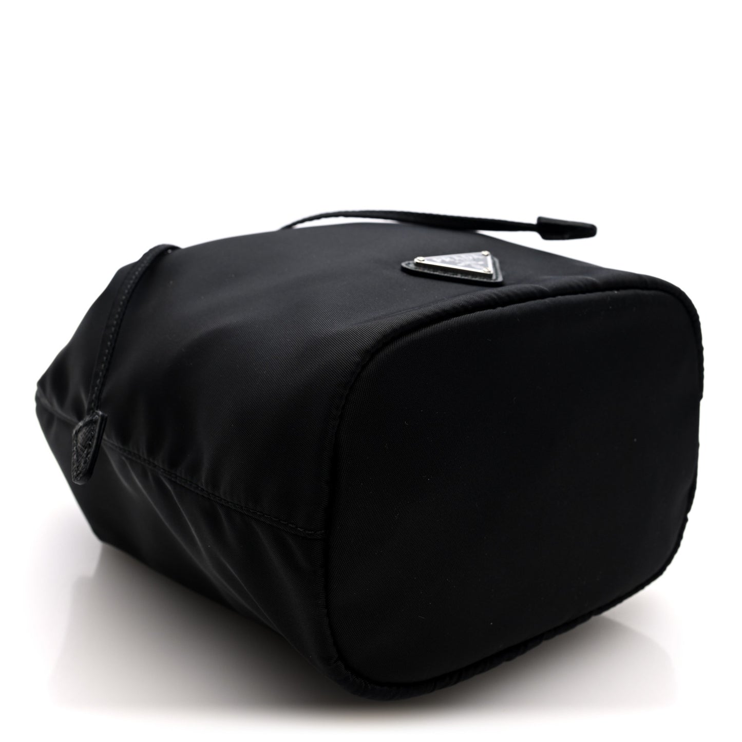 Saffiano Tessuto Re-Nylon Vela Bucket Wristlet Black