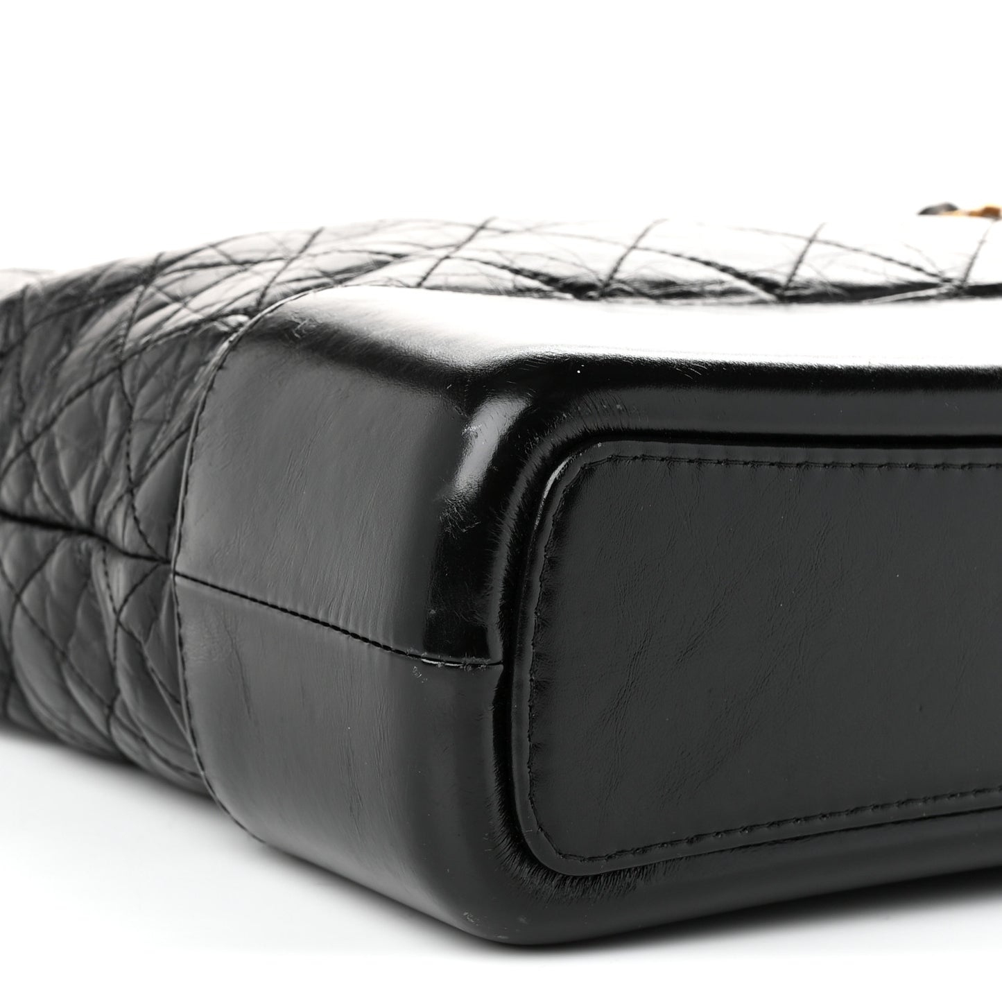 Aged Calfskin Quilted Large Gabrielle Hobo Black