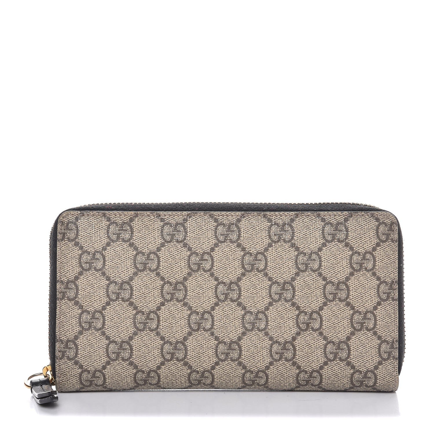 Gucci GG Supreme Monogram Moon Calfskin Zip Around Wallet Beige Ebony Black 1 of 9