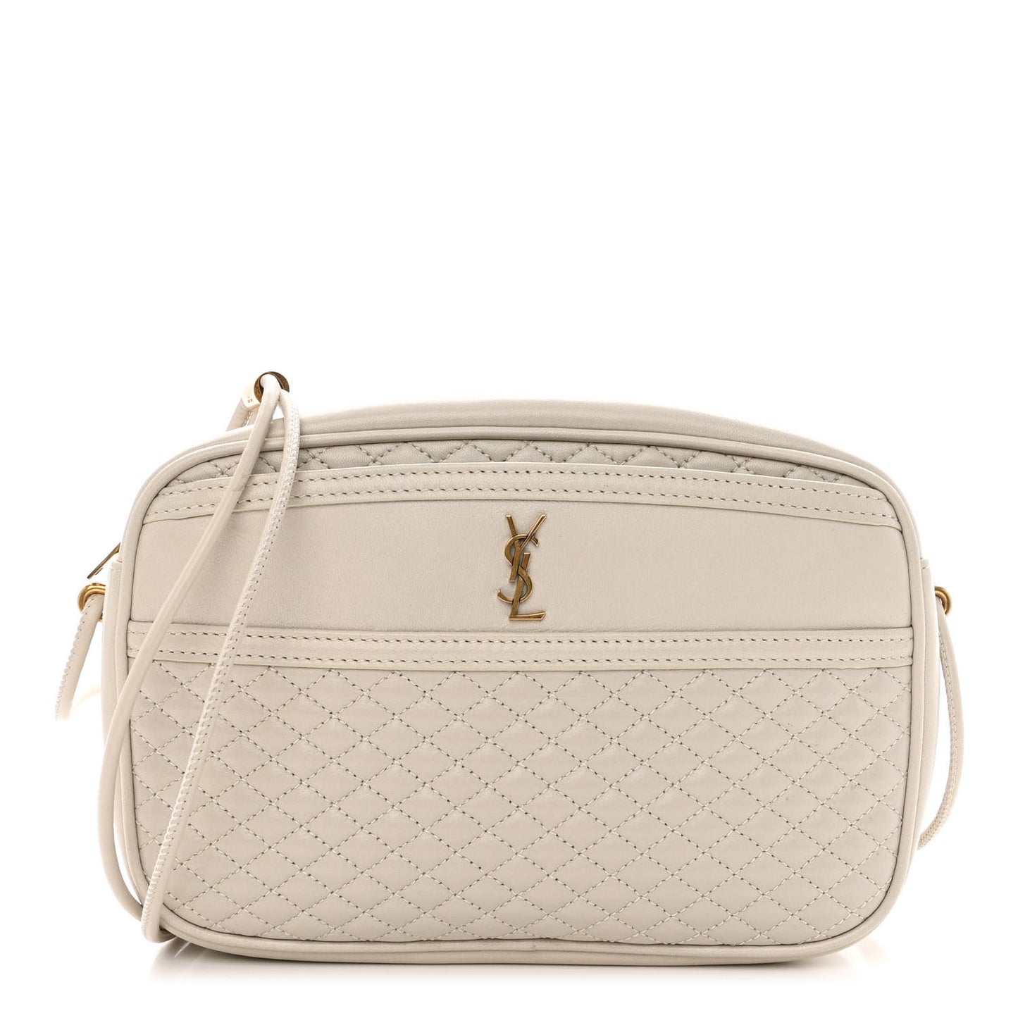 Lambskin Quilted Victoire Camera Bag Blanc Vintage