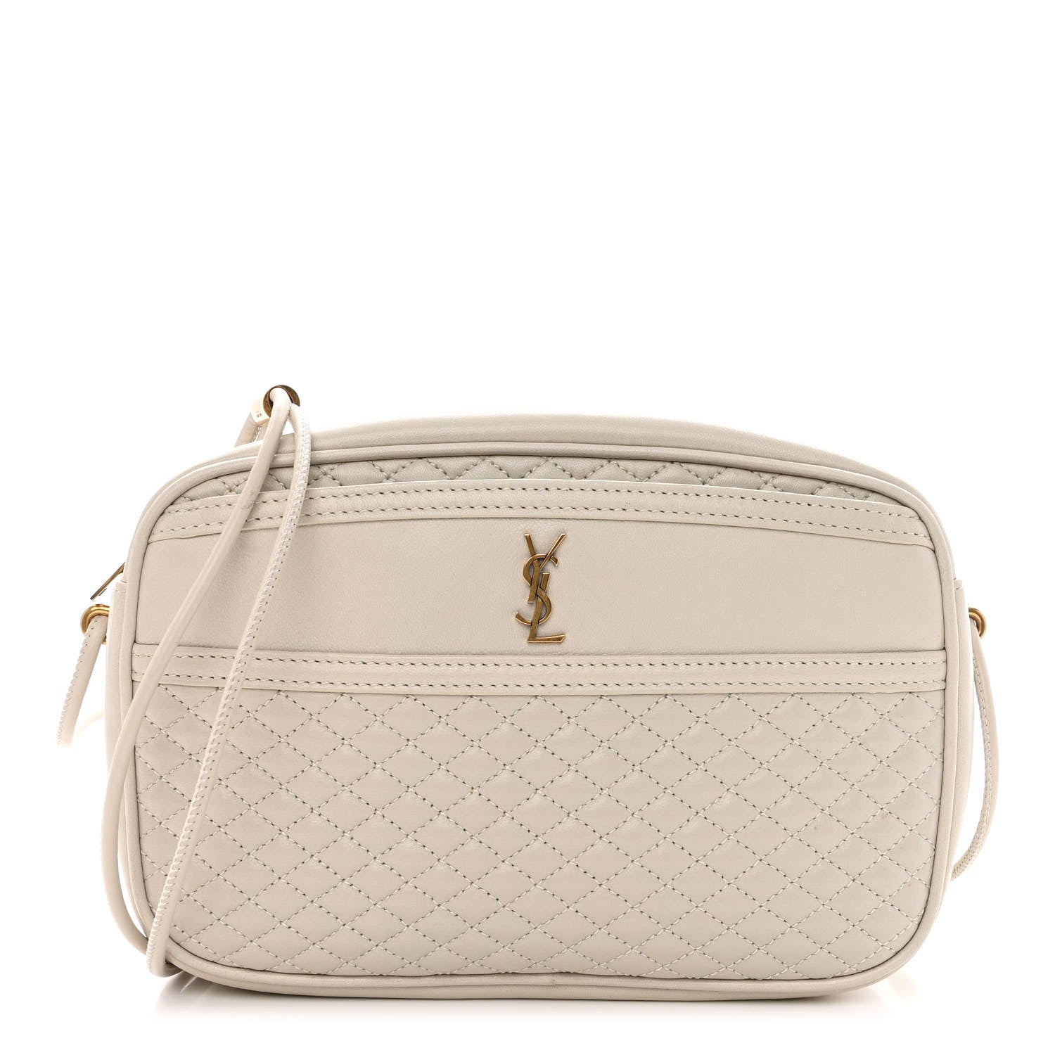 Saint Laurent Lambskin Quilted Victoire Camera Bag Blanc Vintage 1 of 10