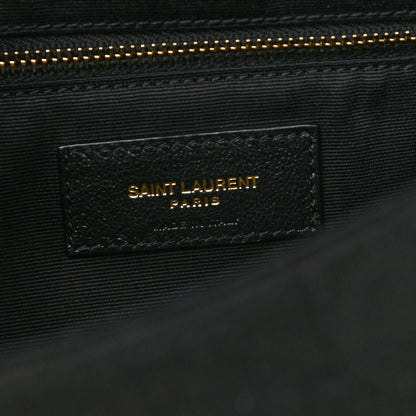 Saint Laurent Cotton Embroidered Rive Gauche Noe Chain Bag Black Beige 6 of 9