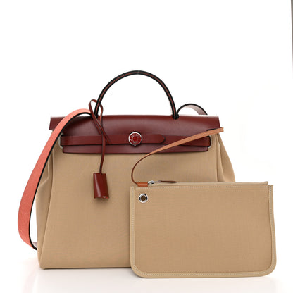 Hermes Toile Militaire Vache Hunter Laque Herbag Zip Retourne 31 PM Rouge H Beton 3 of 12