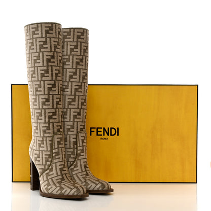 Fendi Chenille Jacquard FF 110mm Knee Boots 37 Tortora Nuvola 11 of 11