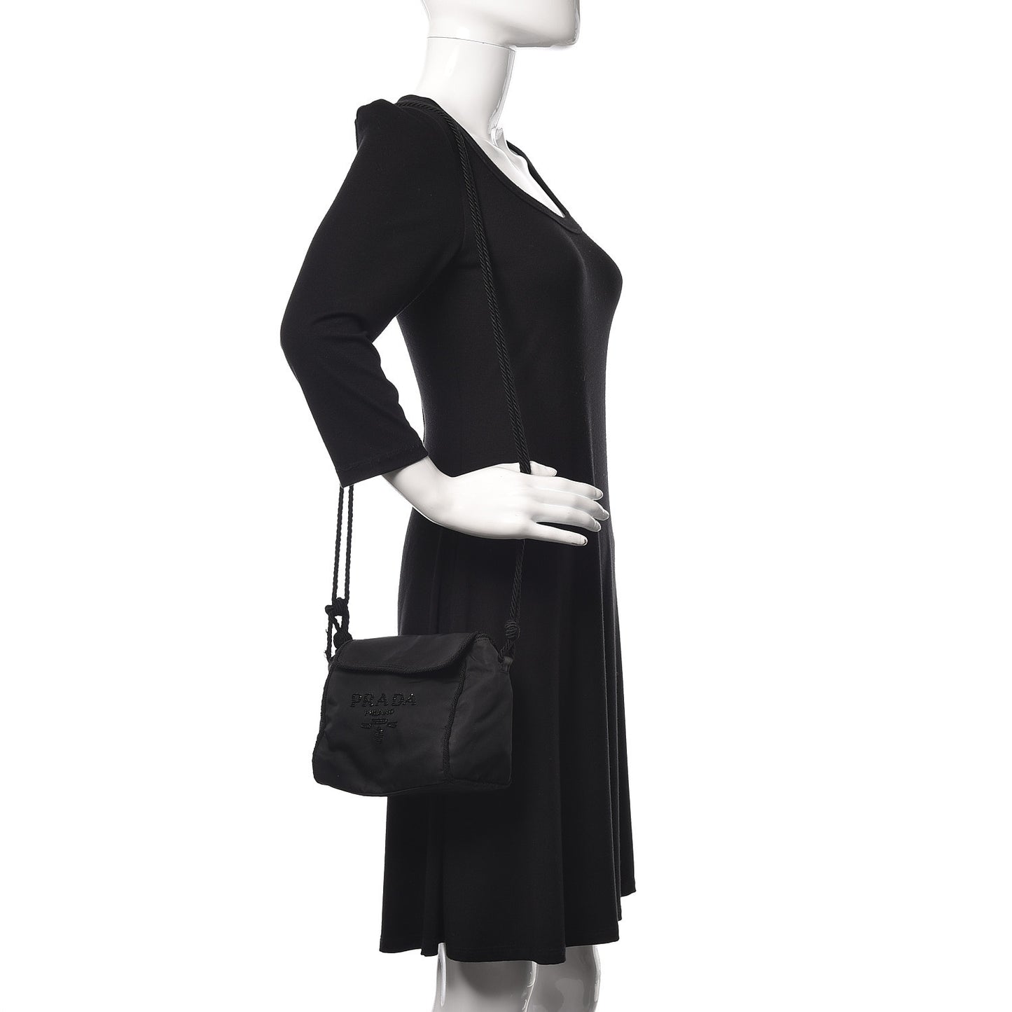 Tessuto Nylon Beaded Bag Black