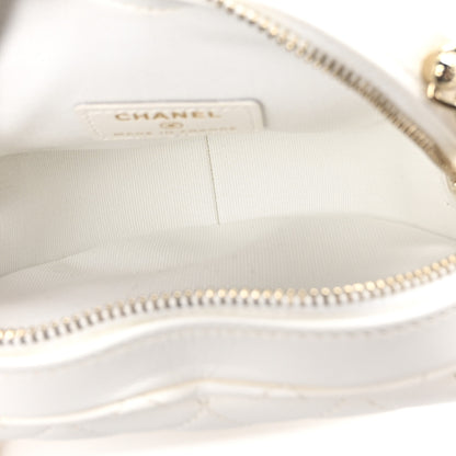 Chanel Lambskin Quilted CC In Love Heart Clutch With Chain White 4 of 9