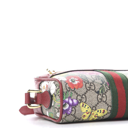 Gucci GG Supreme Monogram Flora Web Mini Ophidia Shoulder Bag Red 7 of 10