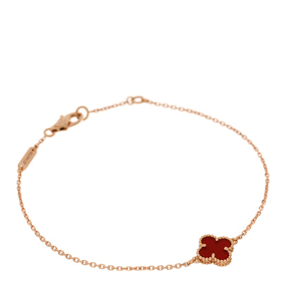 Van Cleef & Arpels 18K Rose Gold Carnelian Sweet Alhambra Bracelet 1 of 5
