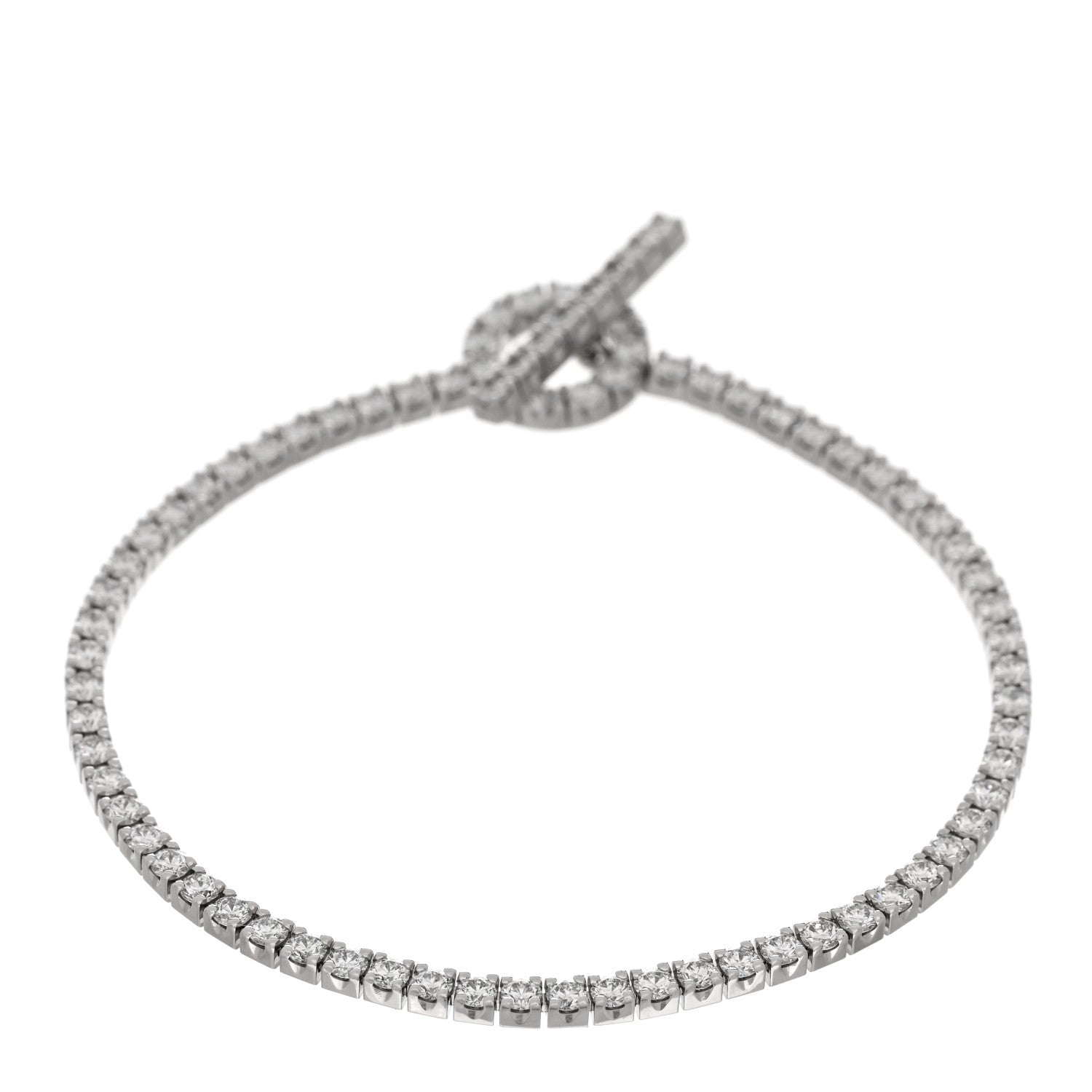 Hermes 18K White Gold Diamond Finesse Link Bracelet XS 2 of 4