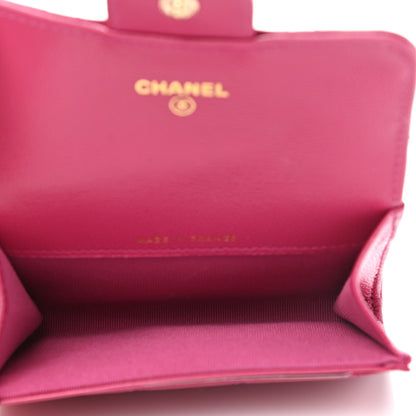 Chanel Caviar Quilted Flap Card Holder Wallet Dark Pink 5 of 9