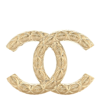 Chanel Metal CC Diamond Quilted Brooch Light Gold 1 of 4