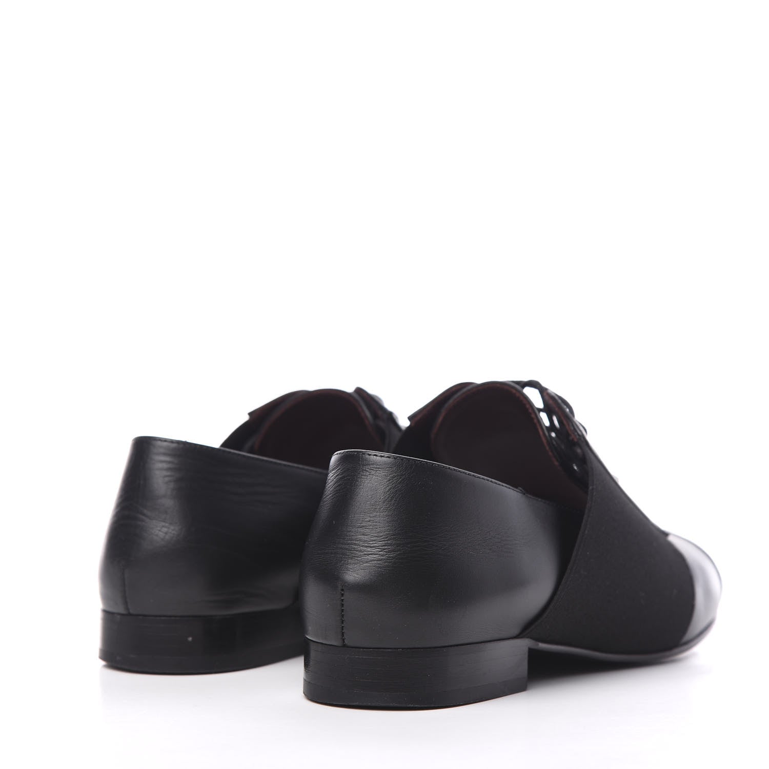 Chanel Calfskin Elastic Lace Up Cap Toe CC Loafers 35.5 Black 4 of 8