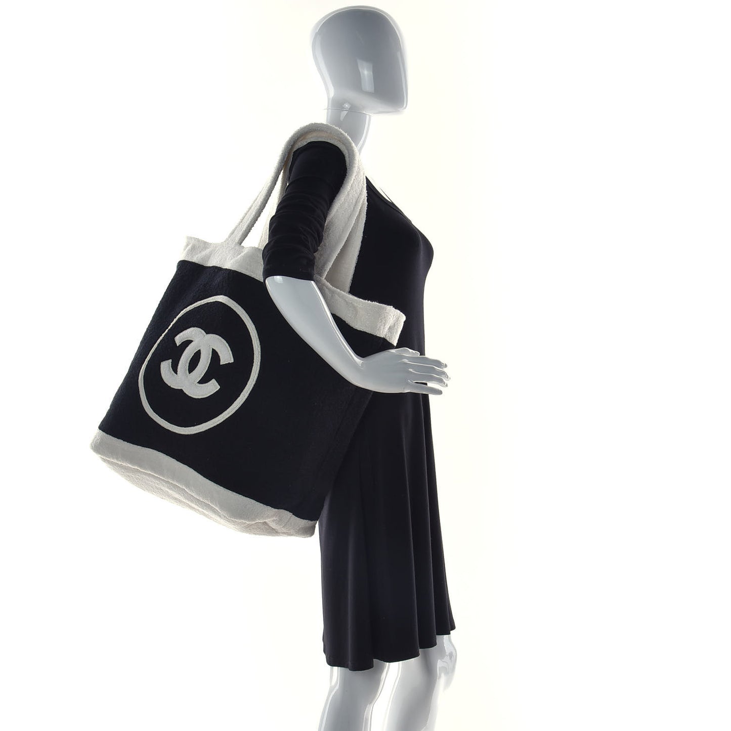Terry Cotton CC Beach Tote Towel Set Black White
