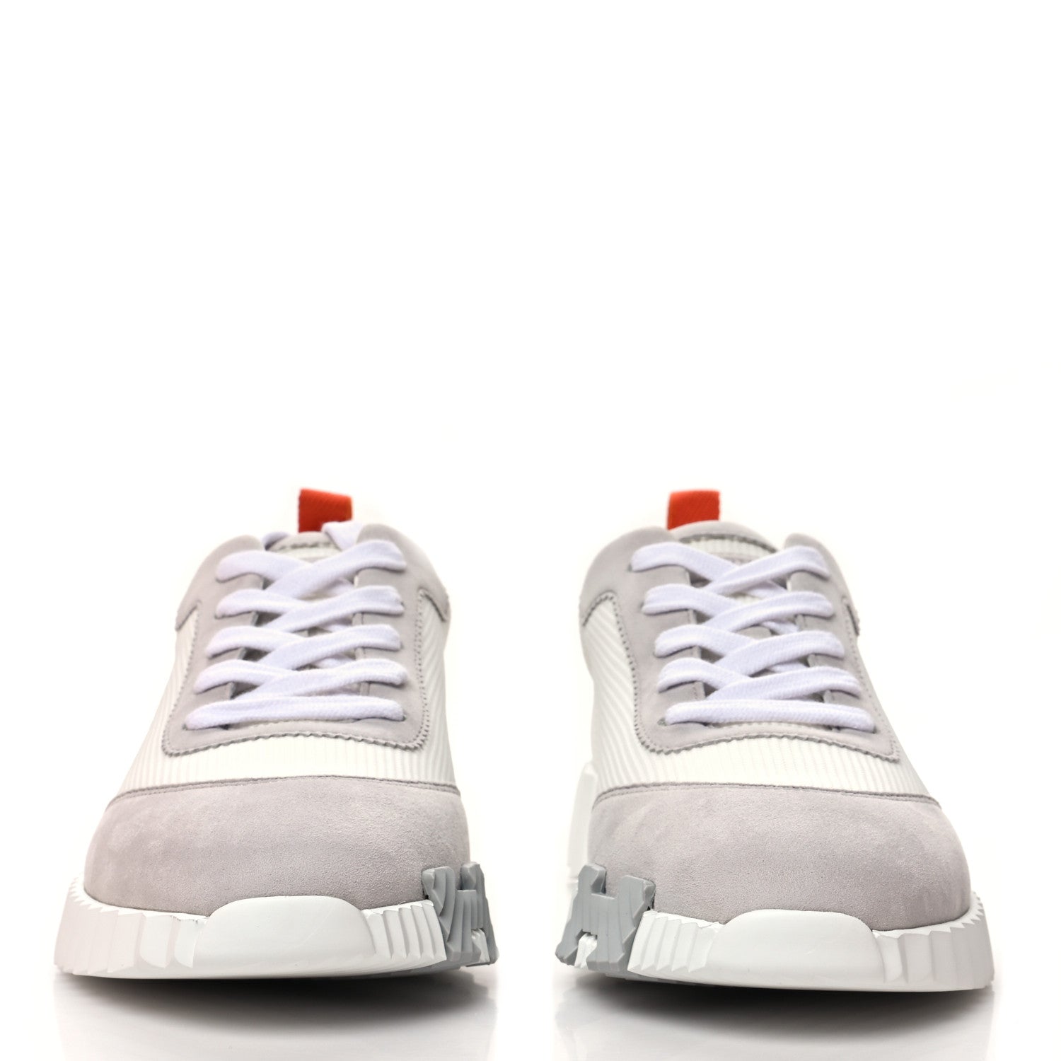 Hermes Technical Canvas Suede Goatskin Bouncing Sneakers 38 White Multicolor 2 of 8