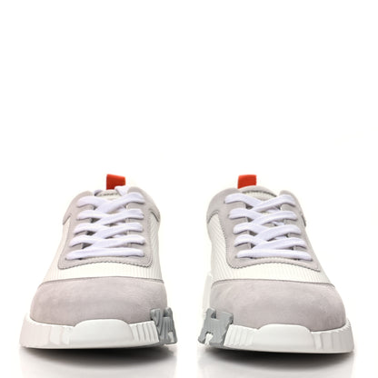 Hermes Technical Canvas Suede Goatskin Bouncing Sneakers 38 White Multicolor 2 of 8