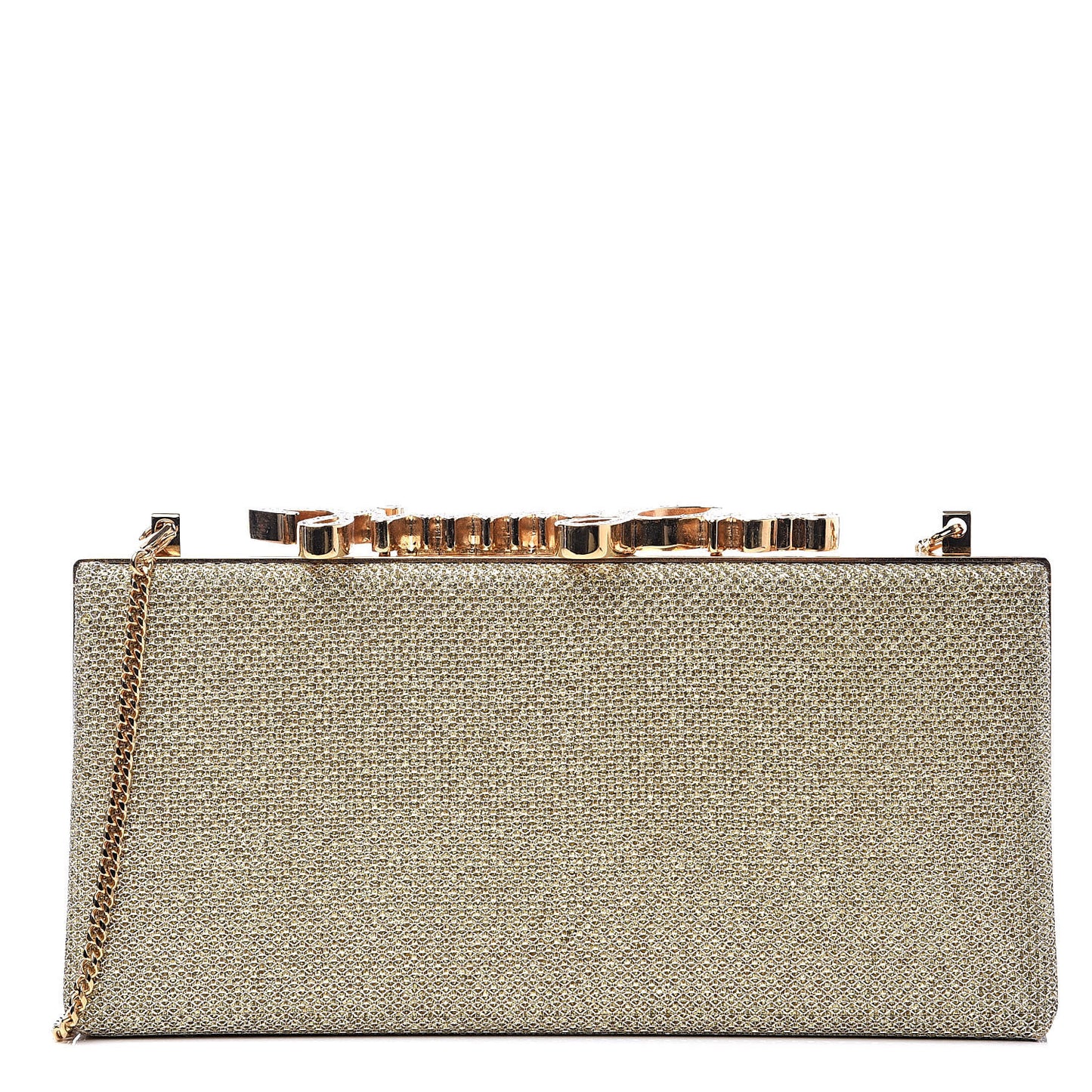 Glitter Celeste Logo Clutch Gold