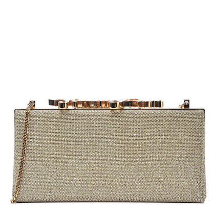 Jimmy Choo Glitter Celeste Logo Clutch Gold 1 of 11