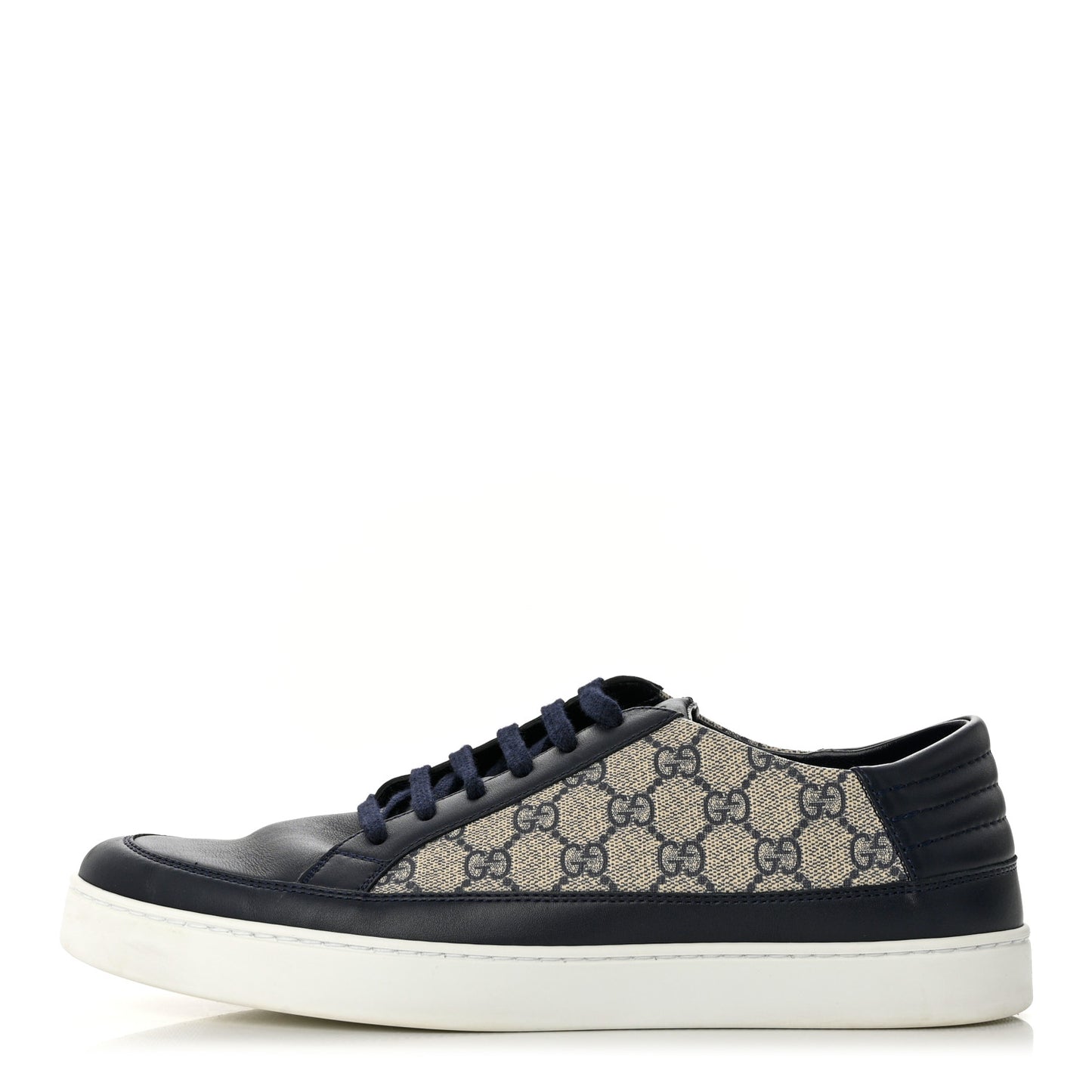 GG Supreme Monogram Calfskin Mens Low Top Sneakers 11 Blue Beige