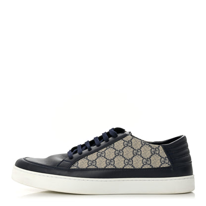 Gucci GG Supreme Monogram Calfskin Mens Low Top Sneakers 11 Blue Beige 1 of 7