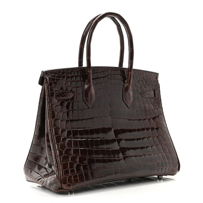 Hermes Shiny Niloticus Crocodile Birkin 30 Havane 3 of 10