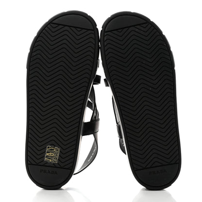 Prada Natural Calfskin Buckled Slingback 30mm Sandals 38 Black 5 of 8