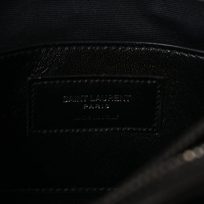 Saint Laurent Grained Calfskin Matelasse Chevron Monogram Medium College Bag Grey 8 of 12