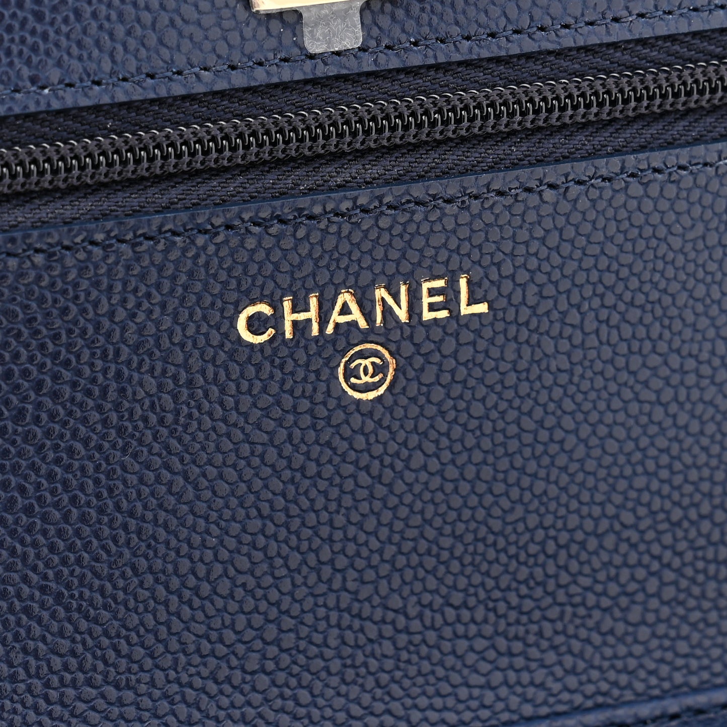 Caviar Quilted CC Turnlock Wallet On Chain WOC Navy Blue