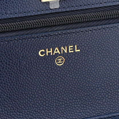 Chanel Caviar Quilted CC Turnlock Wallet On Chain WOC Navy Blue 6 of 11