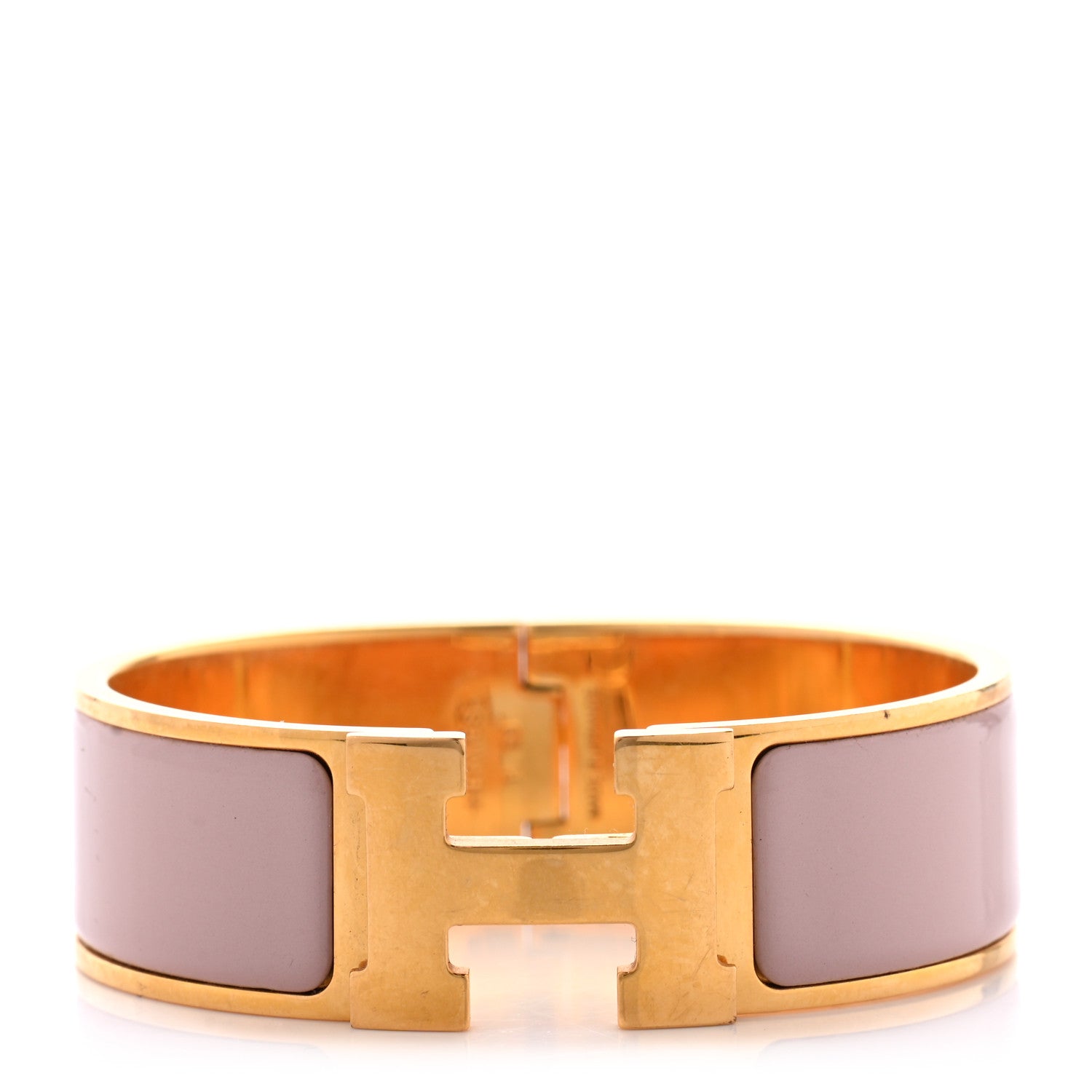 Hermes Enamel Wide Clic Clac H Bracelet PM Rose Poudre 1 of 4
