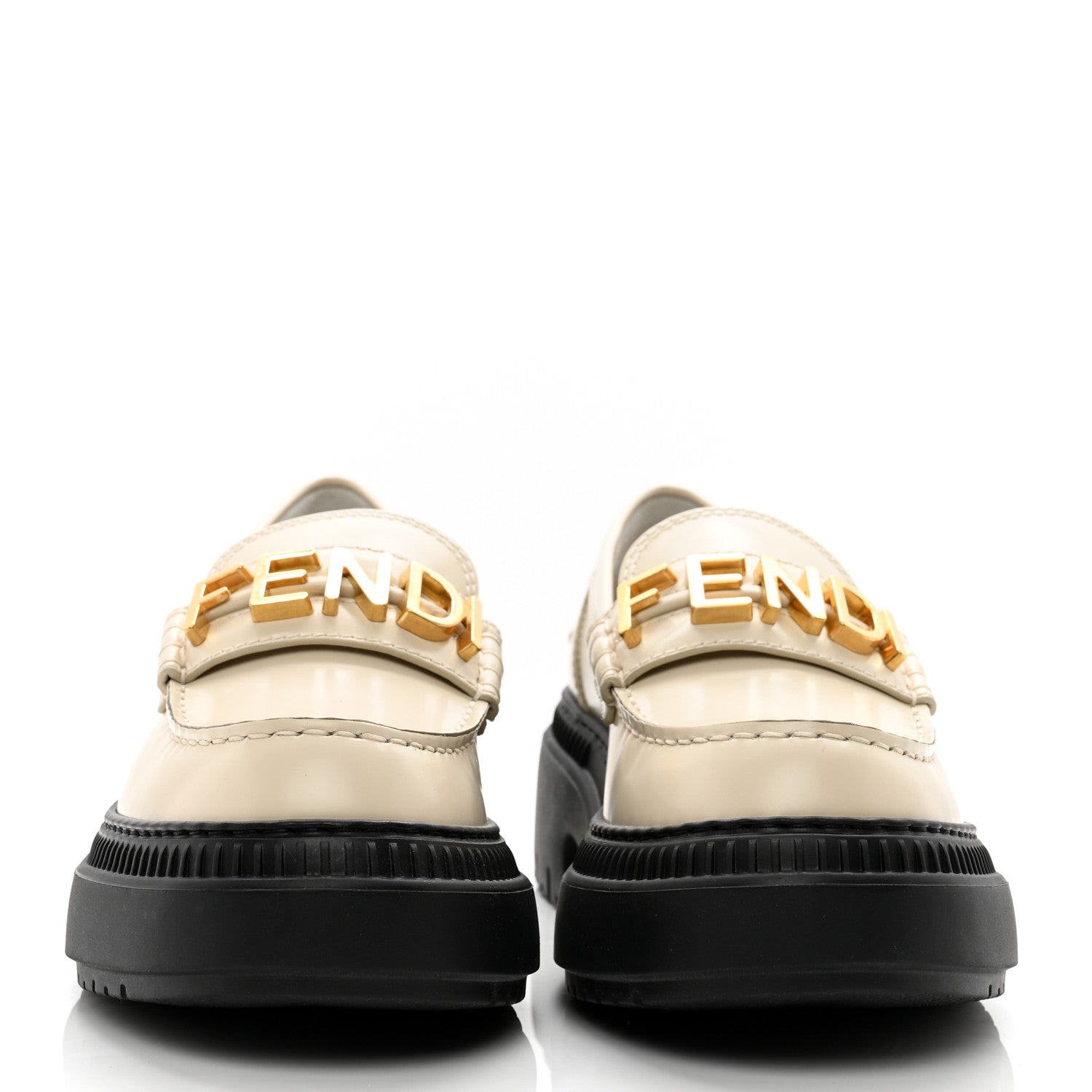 Fendi Vitello Abrasivato Fendigraphy 50mm Loafers 38.5 Blanco Babe 2 of 9