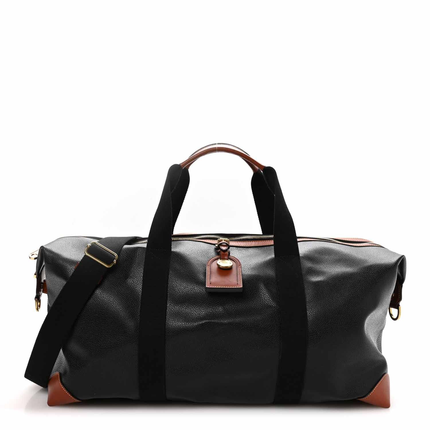 Mulberry Eco Scotchgrain Calfskin Heritage Day Clipper Medium Duffle Bag Black Cognac 1 of 11