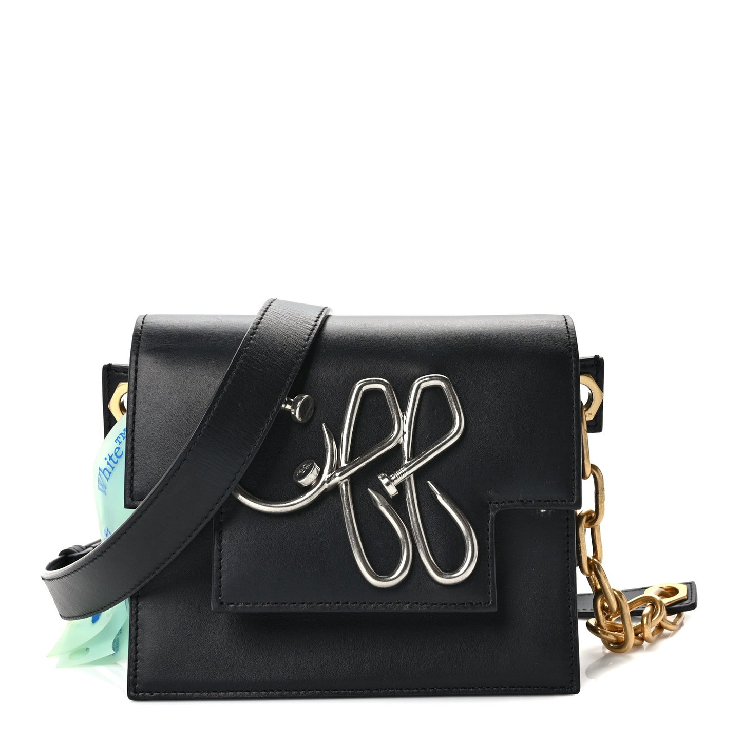 Calfskin 3D Nail Logo Shoulder Bag Black