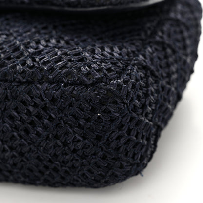 Chanel Raffia Crochet Medium Single Flap Bag Blue 12 of 14