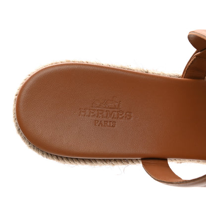 Hermes Nappa Ithea Espadrille Wedge Sandals 39 Naturel 5 of 10