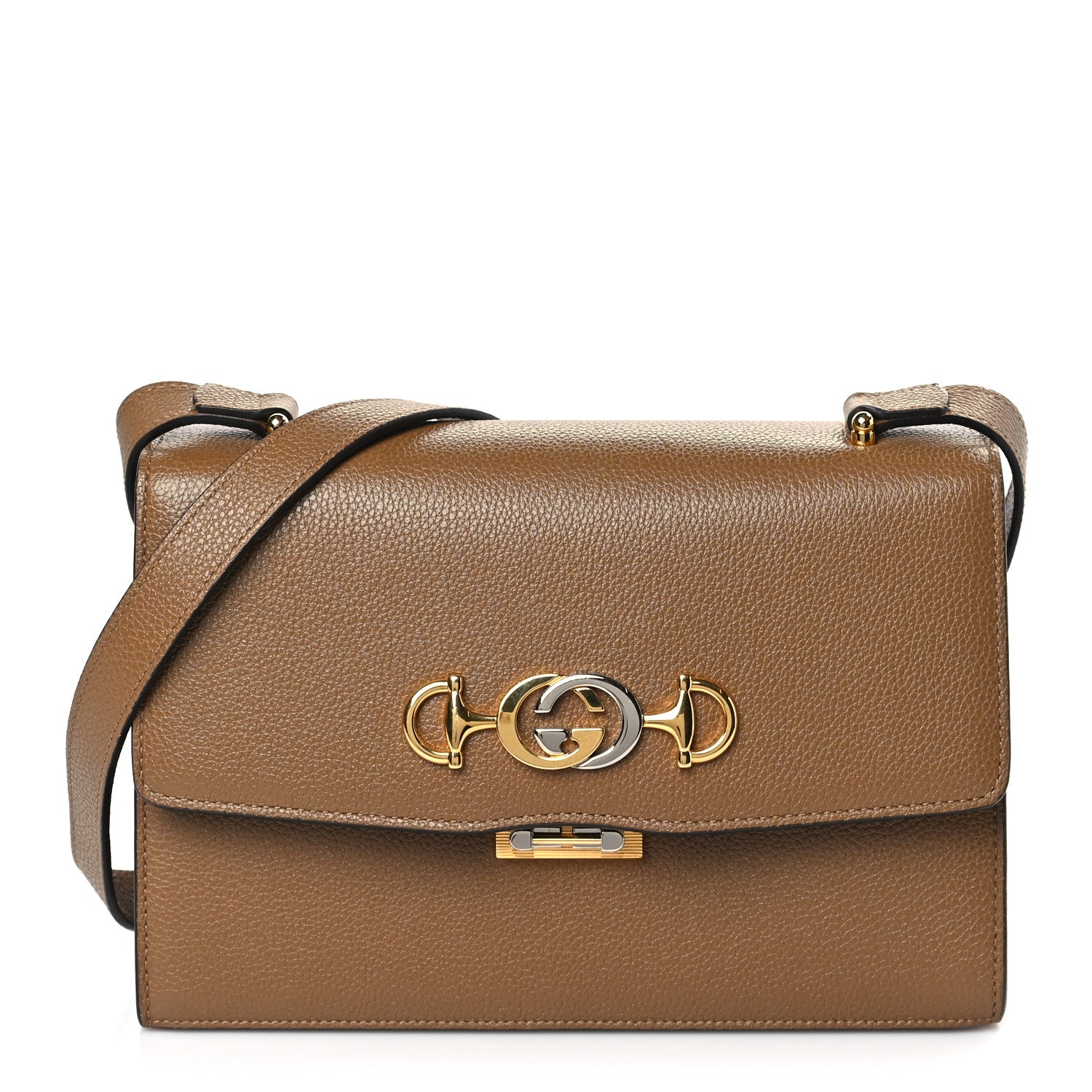 Gucci Grainy Calfskin Small Zumi Shoulder Bag Friky Taupe 1 of 9
