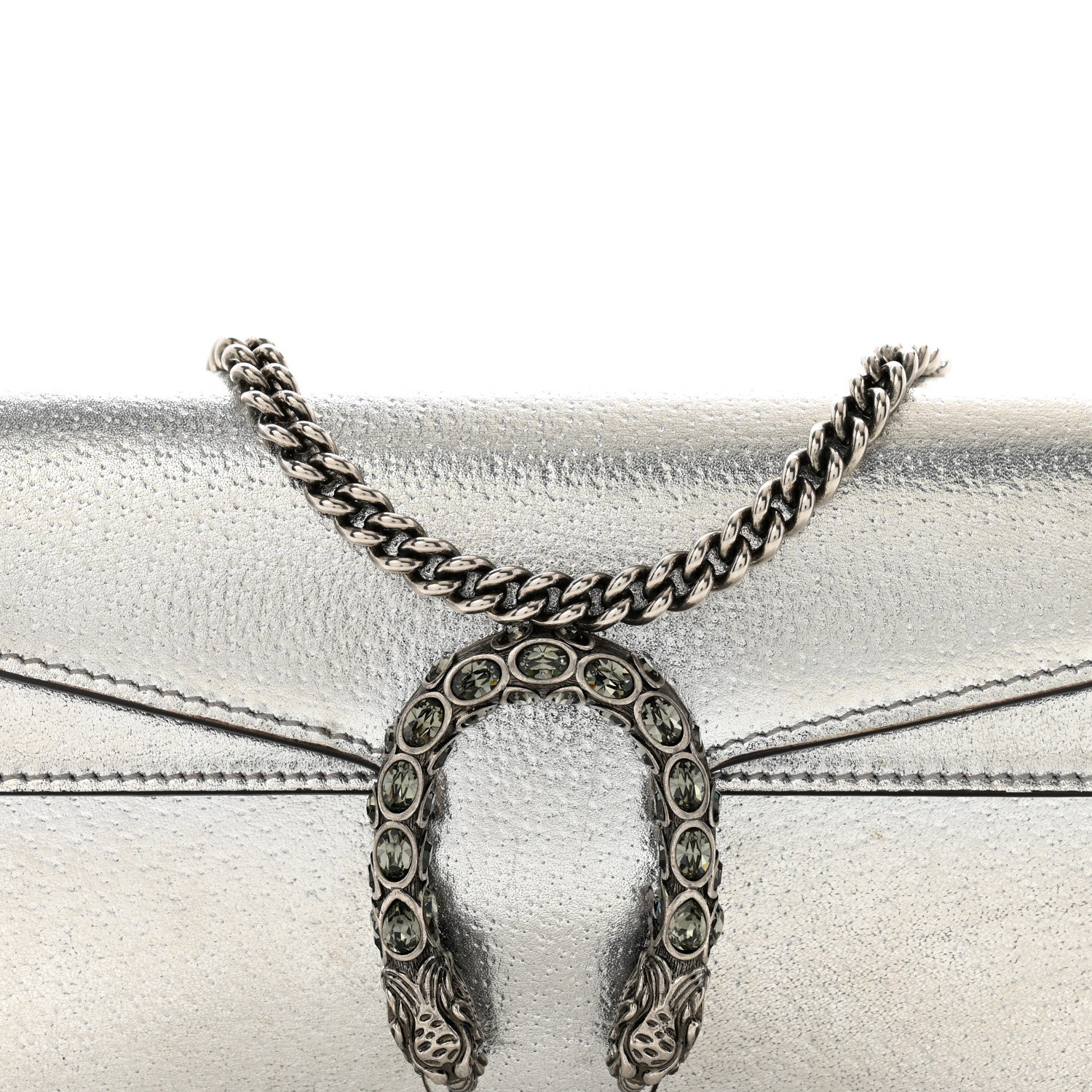 Gucci Metallic Calfskin Super Mini Dionysus Shoulder Bag Silver 7 of 10