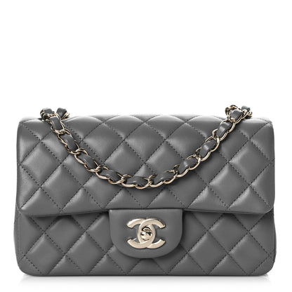 Chanel Lambskin Quilted Mini Rectangular Flap Dark Grey 1 of 9
