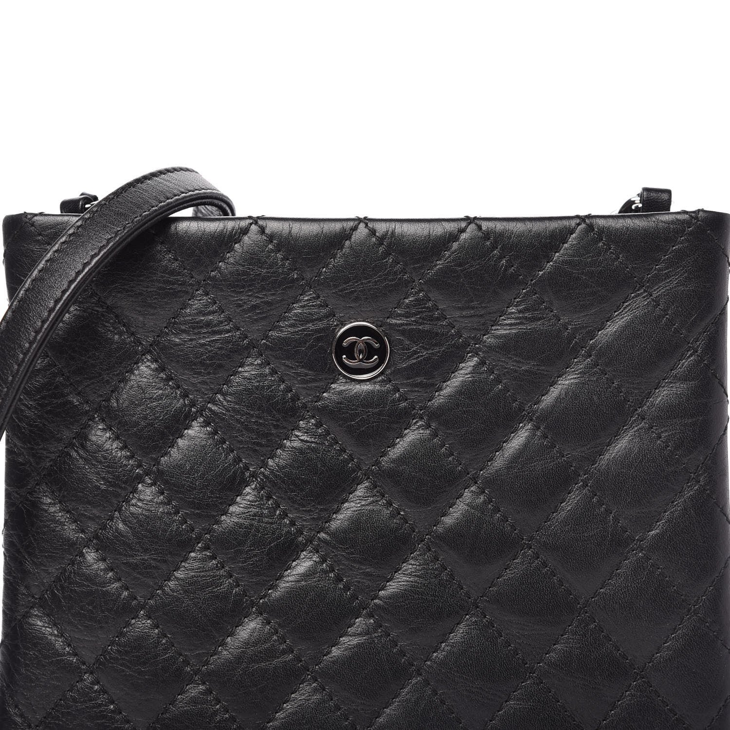 Chanel Aged Calfskin Quilted Crossbody Bag Black 10 of 10