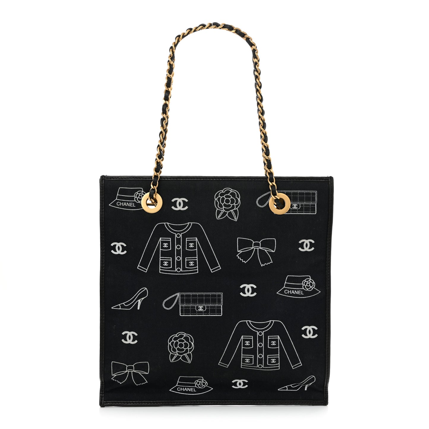 Canvas Coco Small Shopping Tote Black White
