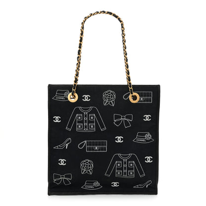 Chanel Canvas Coco Small Shopping Tote Black White 1 of 18