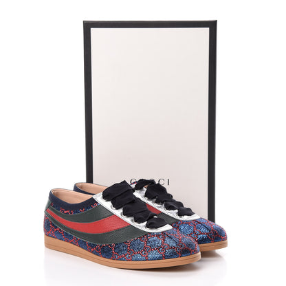 Gucci Lurex Calfskin Web GG Monogram Womens Falacer Sneakers 38.5 Iridescent Blue Iridescent Red Silver 14 of 14