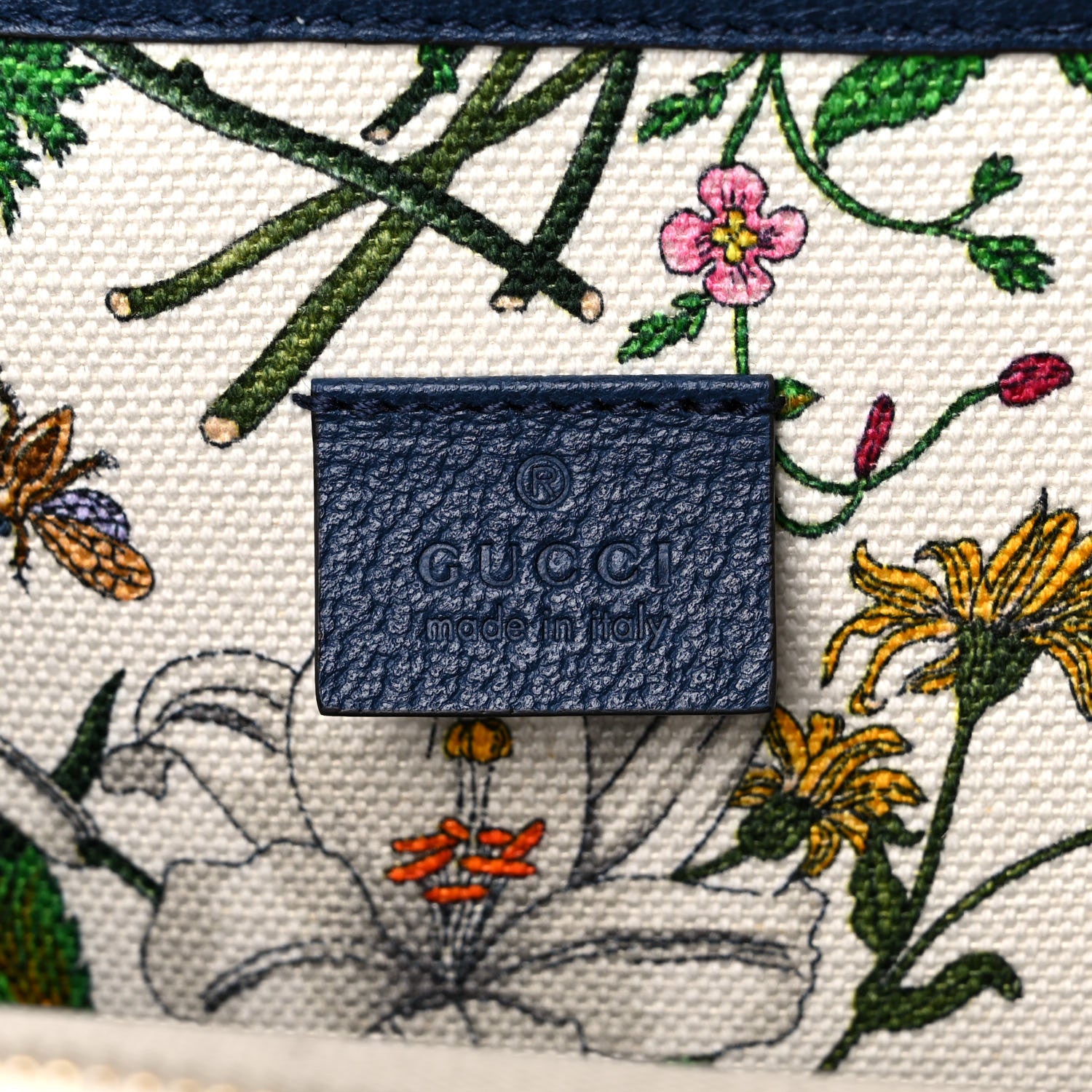 Gucci Canvas Large Flora Tote Navy Multicolor 6 of 9