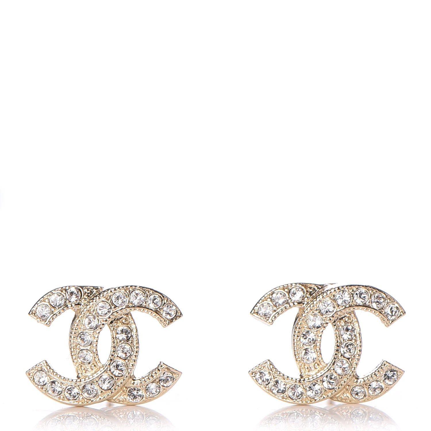 Chanel Crystal CC Earrings Gold 1 of 5