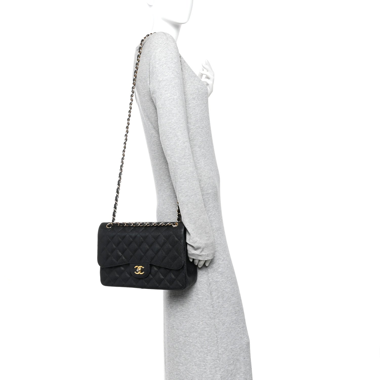 Chanel Caviar Quilted Jumbo Double Flap Black 2 of 17