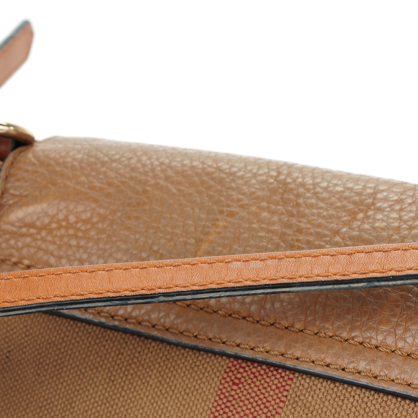 Mega Check Grainy Calfskin Small Gowan Messenger Bag Saddle Brown