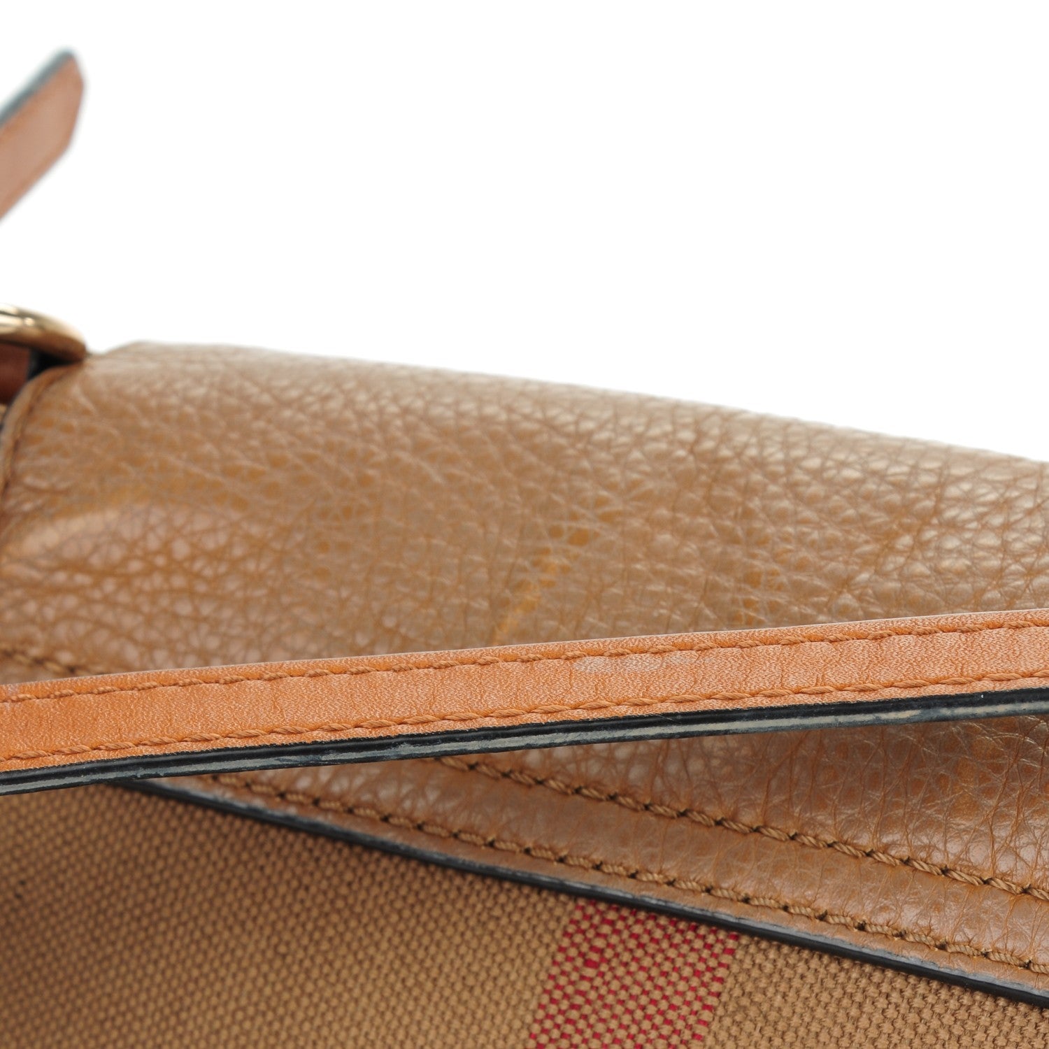 Burberry Mega Check Grainy Calfskin Small Gowan Messenger Bag Saddle Brown 17 of 19