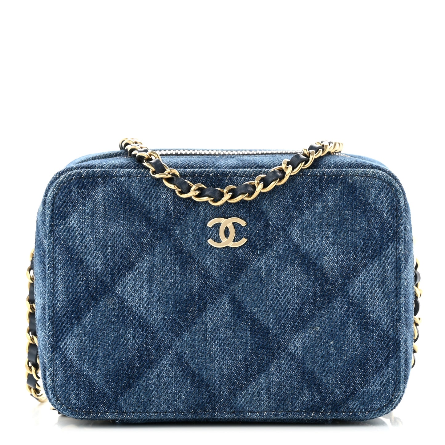 Printed Denim CC Camera Case Blue