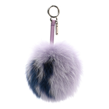 Fendi Fox Fur Shiny Nappa Bi-Color R ABCharm Bag Charm Lilla Blue Violetta 1 of 6