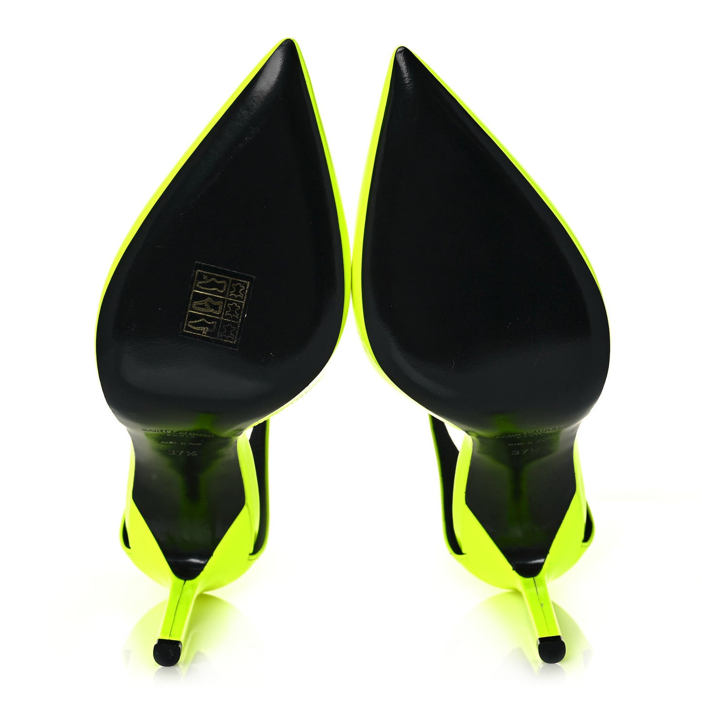 Patent Anja 85 Ankle Strap Pointed Pumps 37.5 Fluo Yellow