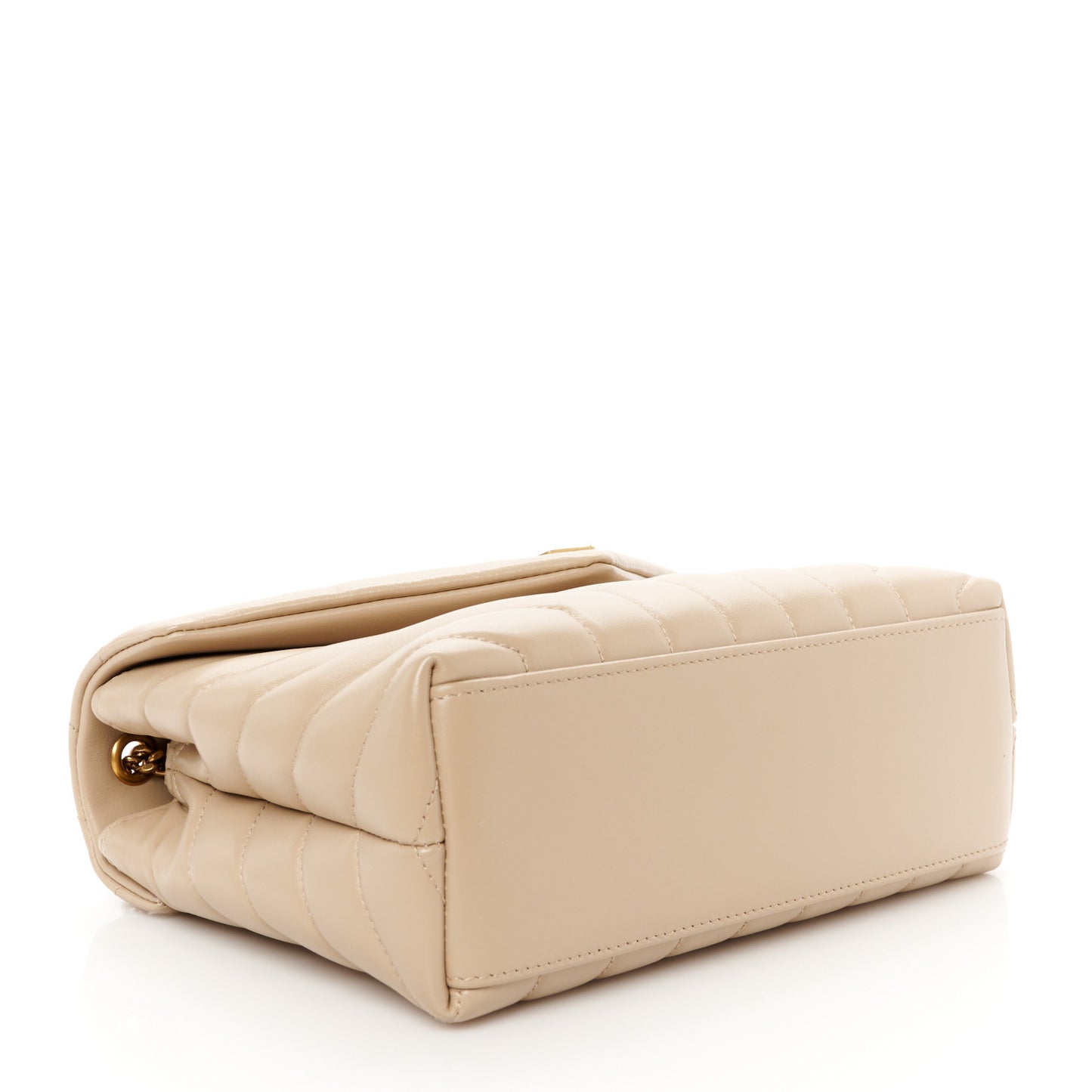 Calfskin Y Quilted Monogram Small Loulou Chain Satchel Dark Beige